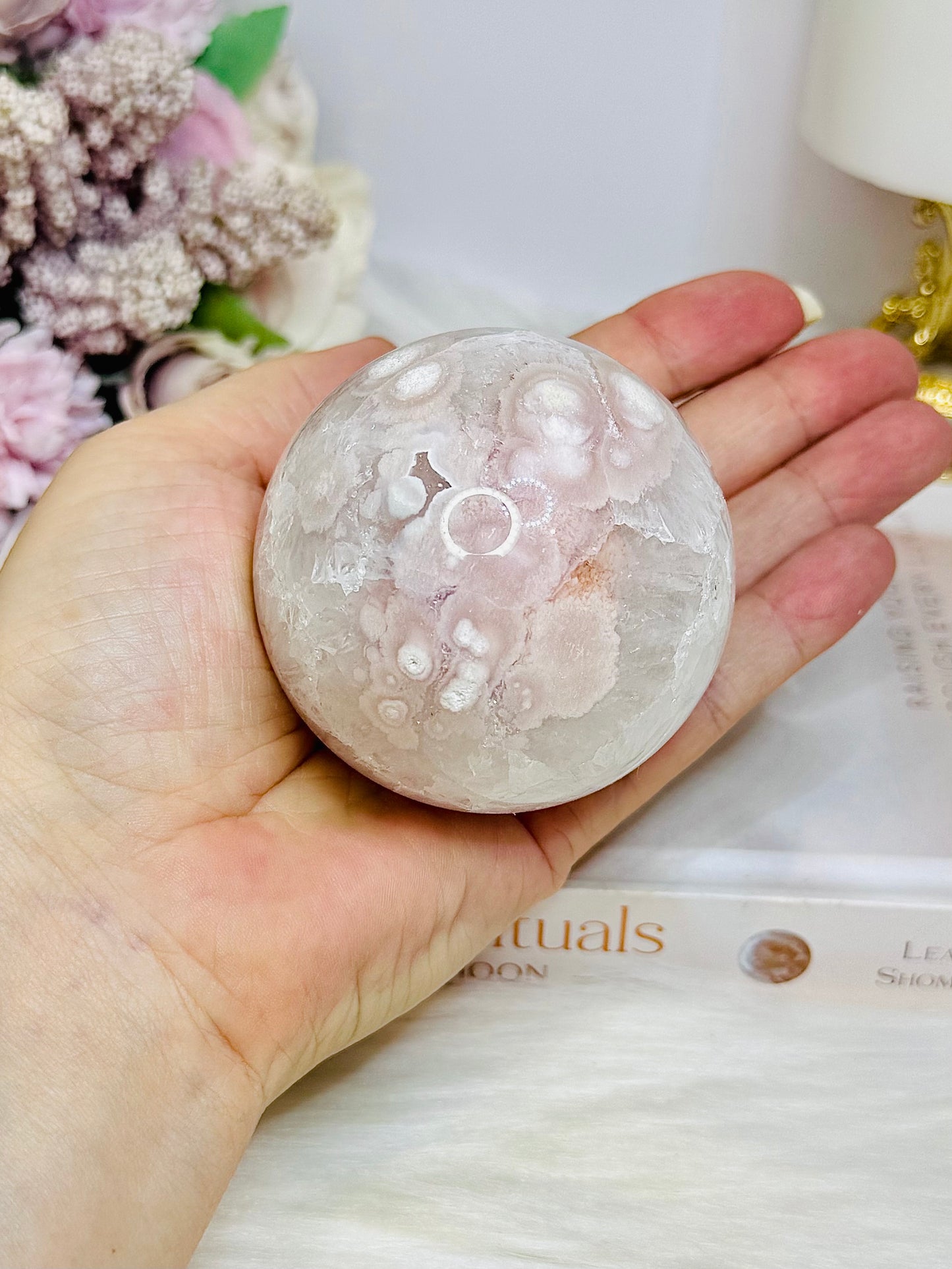 Pink Amethyst Druzy Sphere on Stand 362g