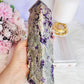 Huge Naturally Formed Purple Cubed Fluorite in Matrix Carved Tower | Generator 22.5cm