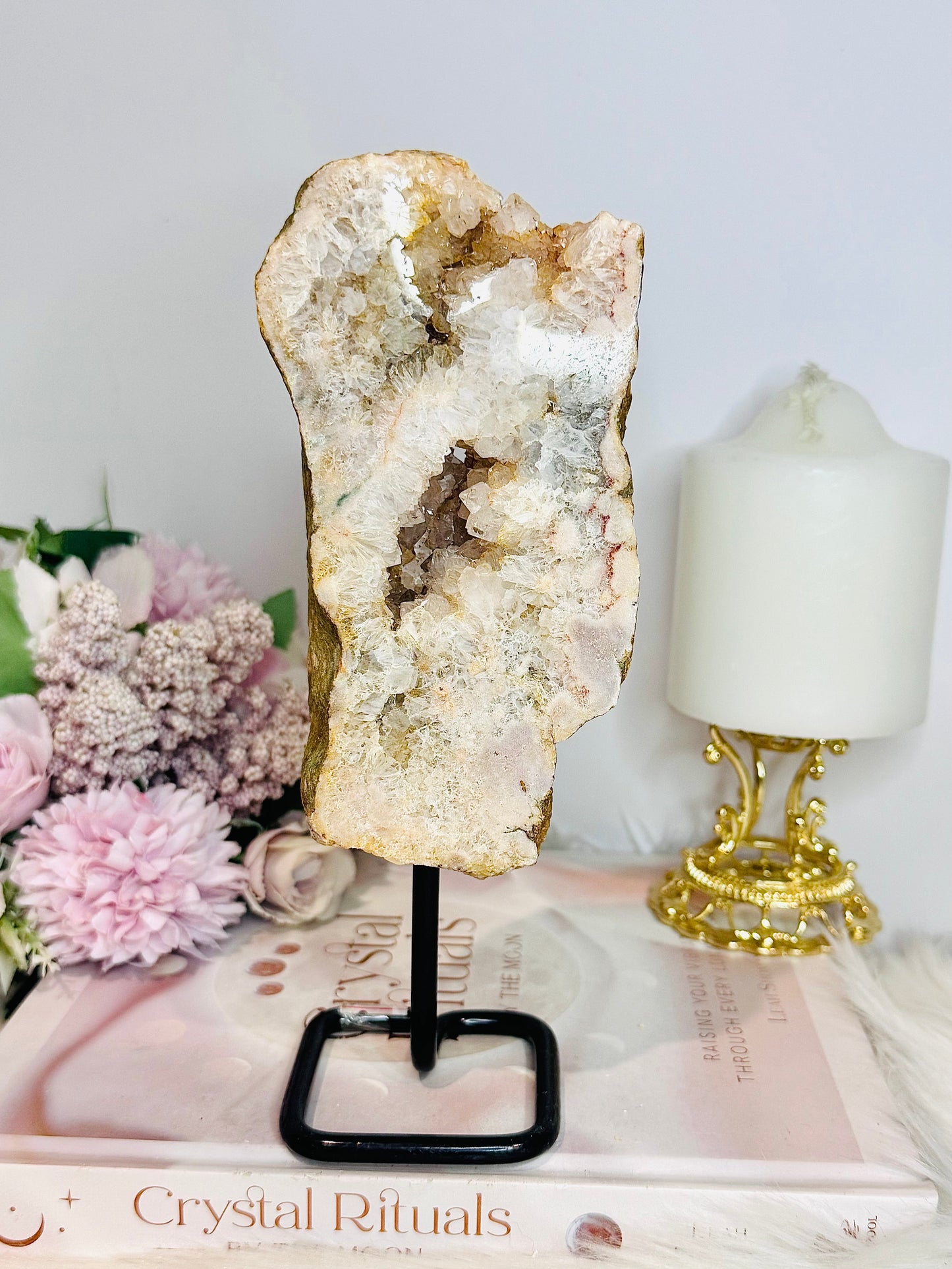 Druzy Pink Amethyst Slab On Stand 20cm 685g