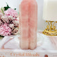 Large 14.5cm Rose Quartz Double Tower