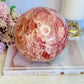 Huge 2.3KG Red Banded Calcite | Pork Stone Sphere On Stand