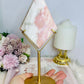 Large Pink Opal Diamond On Gold Stand 22.5cm