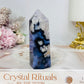 High Grade Blue Flower Agate Druzy Tower 9cm