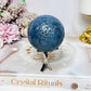 Rare Blue Coral Fossil Sphere on Stand 205g