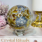 Large Ocean Jasper Rutile Druzy Sphere on Stand