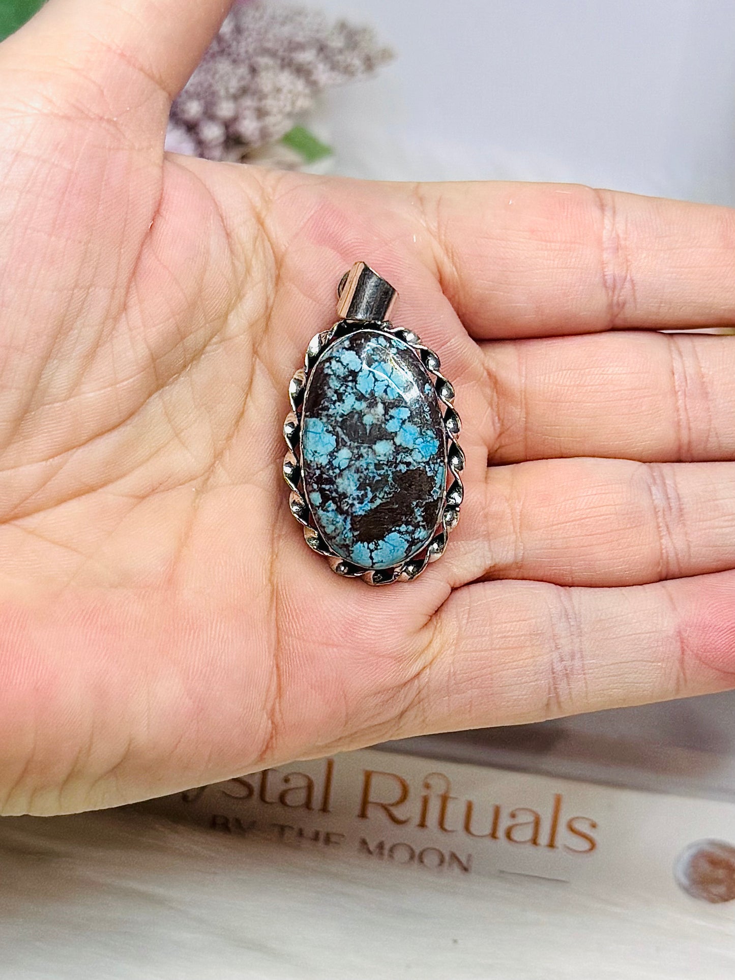 Sterling Silver 925 Navajo Turquoise Pendant In Gift Bag