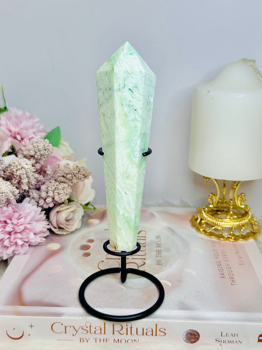 Pistachio Calcite Wand | Tower on Stand 14cm