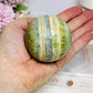 Green Calcite Sphere on Stand 338g