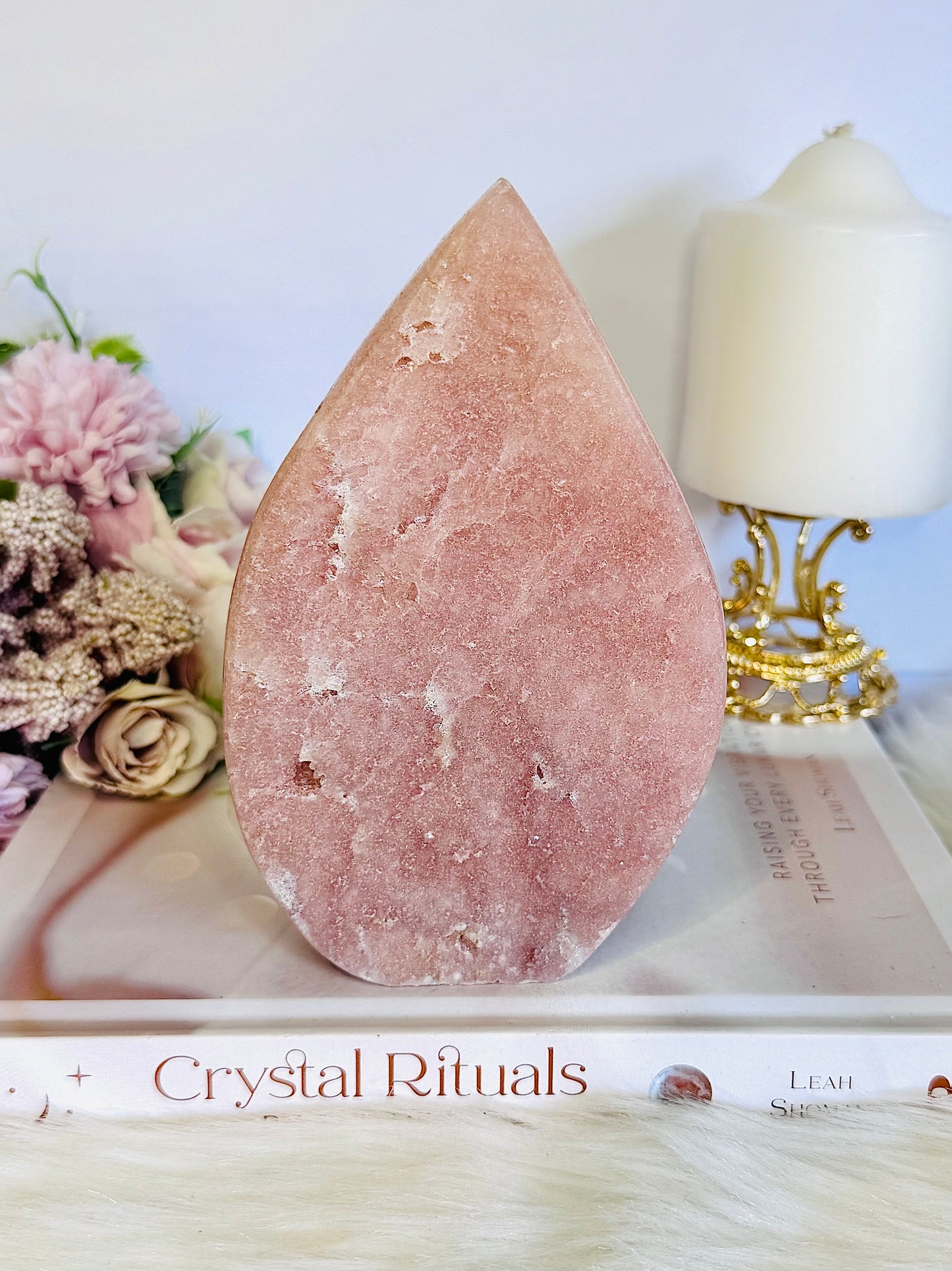 Absolutely Perfect Large Chunky 15cm Pink Amethyst Druzy Carved Flame | Freeform