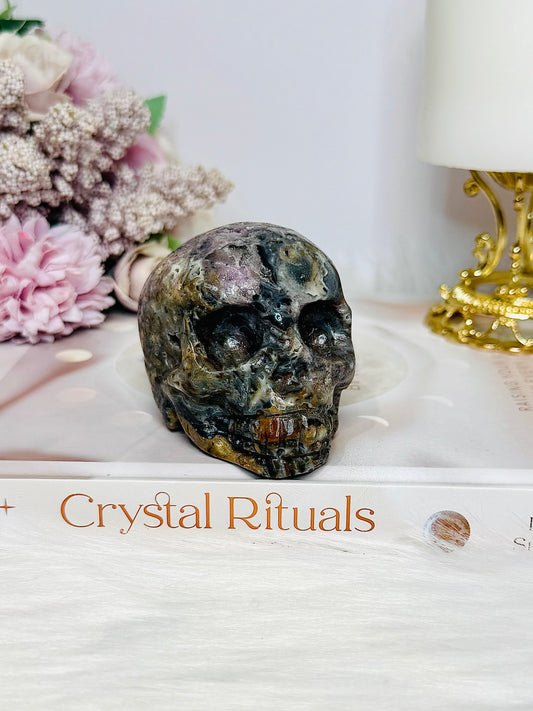 Root Fluorite Carved Skull 8cm 323g