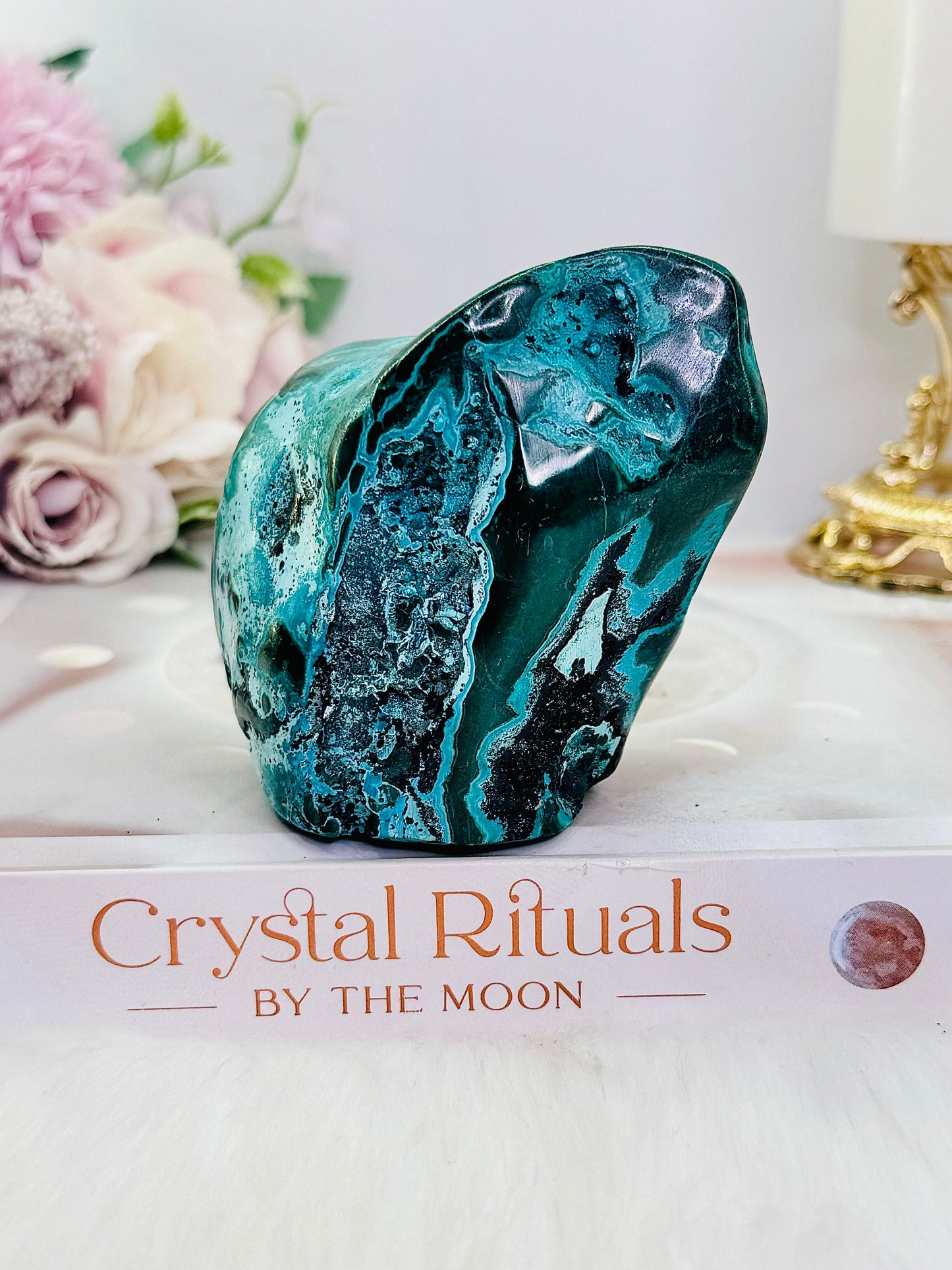 Helps Heal Heartache ~ Stunning Large Malachite |Chrysocolla Polished Natural Freeform 415grams