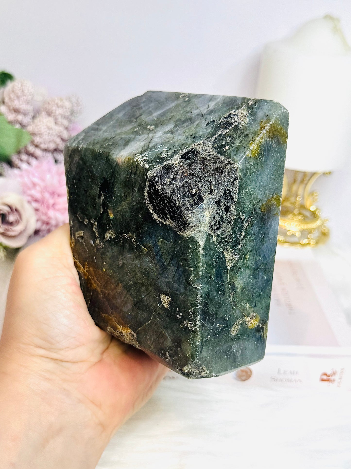 Large Labradorite Freeform with Pink & Purple Flash ~ Half price due to damage and a chipped edge 1.13KG