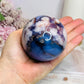 Large Blue Flower Agate | Cherry Blossom Druzy Sphere on Stand 482g