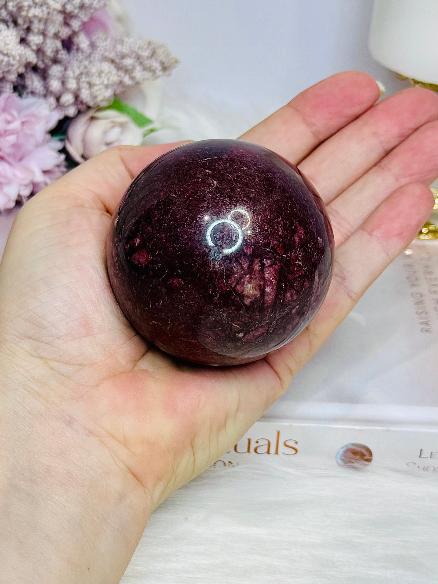 Large Red Jasper Sphere on Stand 368g