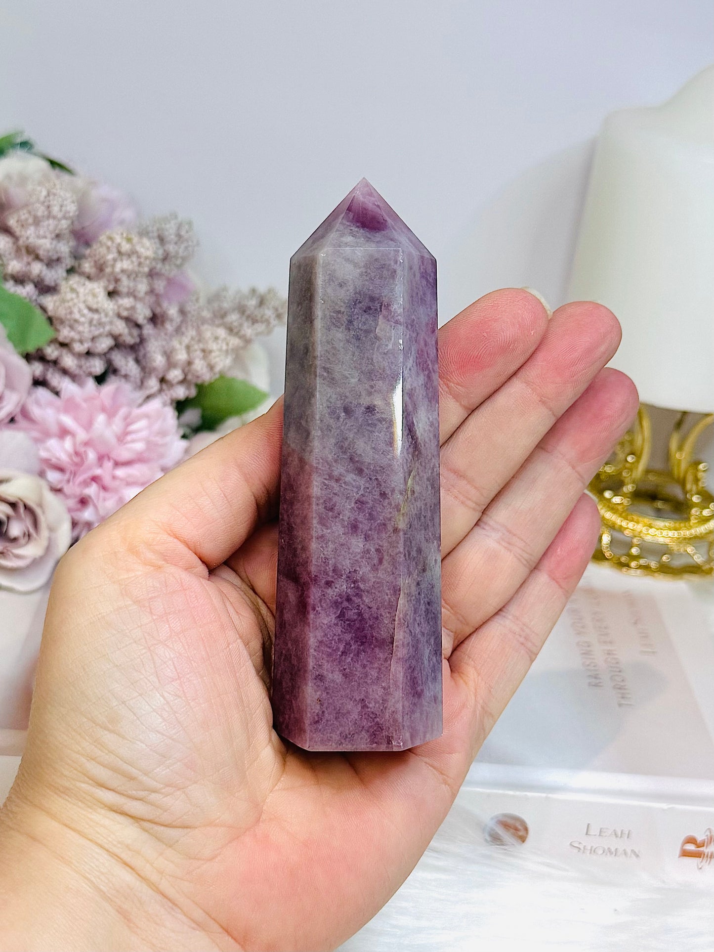 Lavender Rose Quartz Tower 11cm