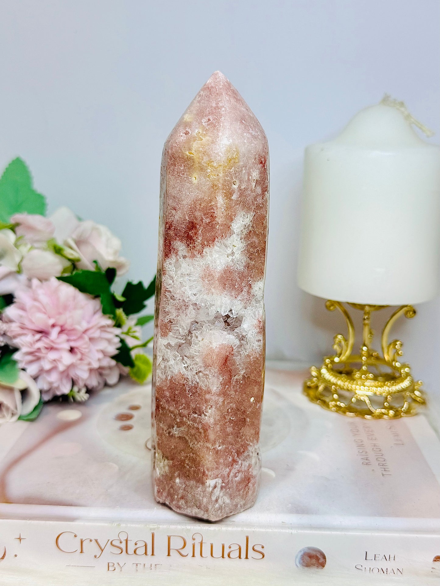 High Grade Druzy Pink Amethyst Tower 16.5cm 546g