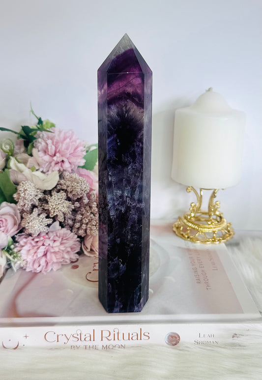 Wow!! High Grade Fabulous Large Chunky 21.5cm Fluorite Tower | Generator