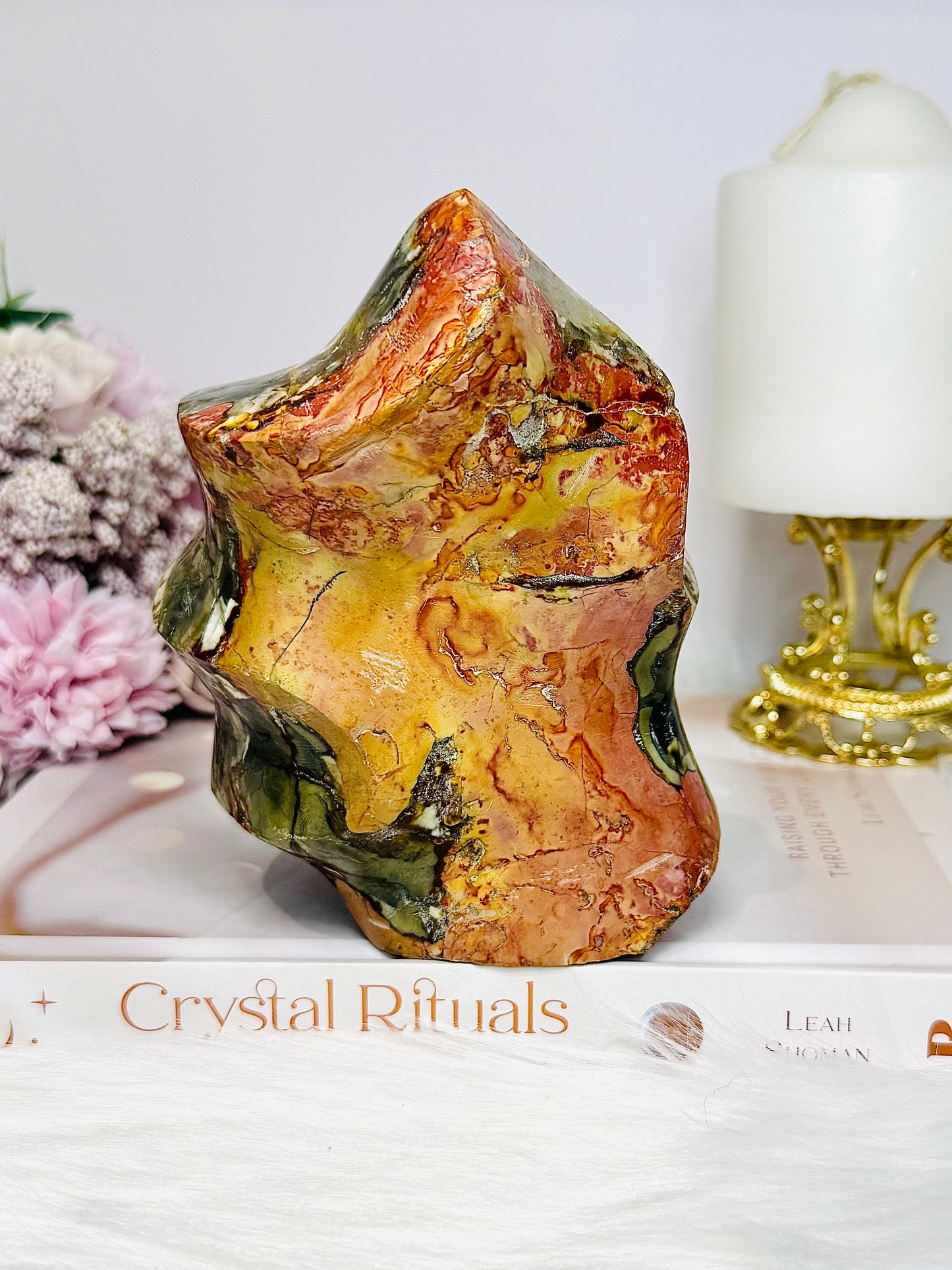 High Grade Ocean Jasper Carved Flame 13cm 1.1KG