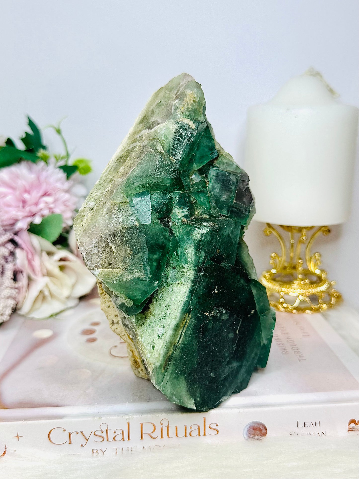 Huge Natural Green Cubed Fluorite Specimen 16cm 1.26KG