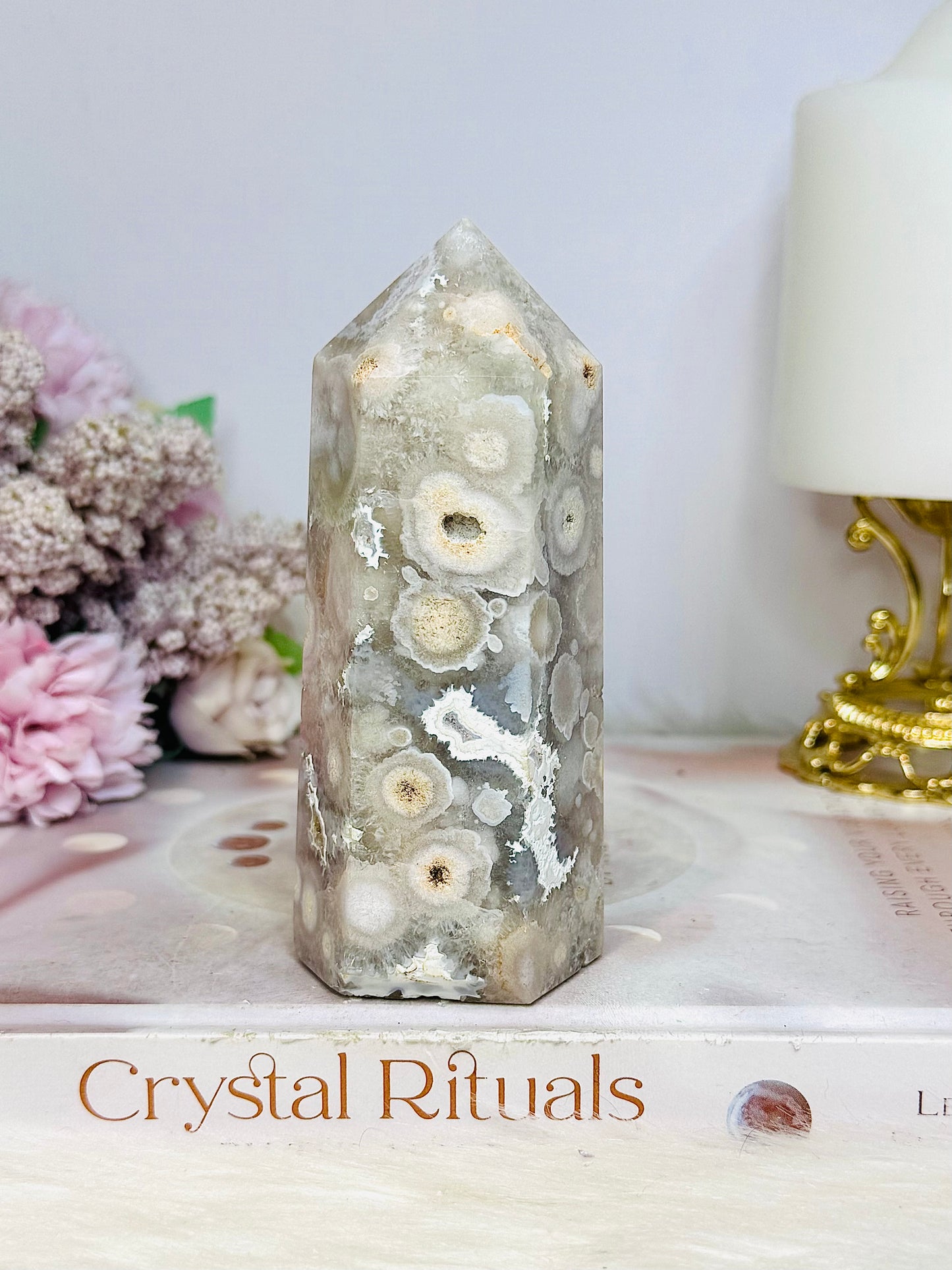 Green Flower Agate Chunky Druzy Tower 10.5cm 282g