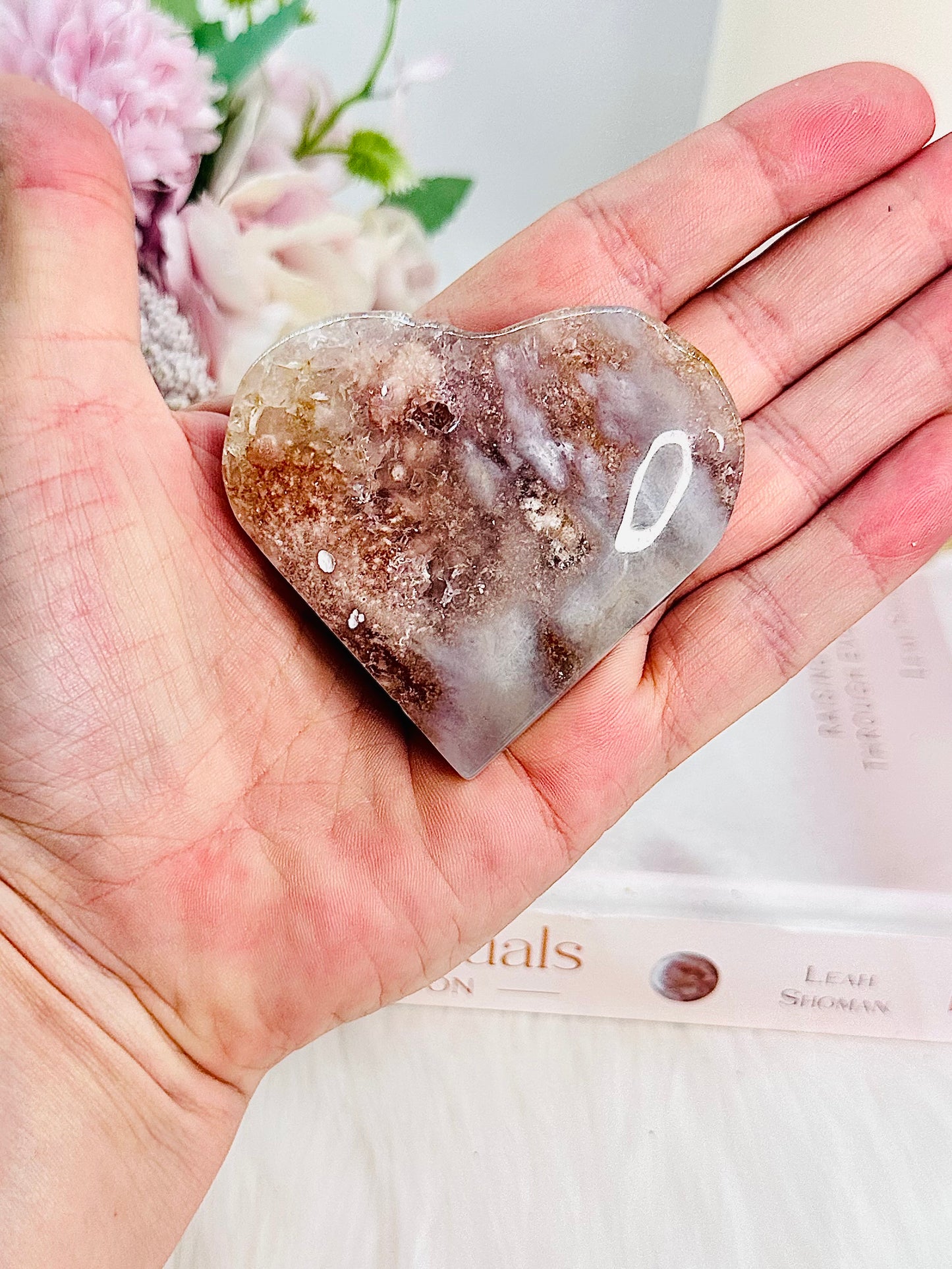 Absolutely Gorgeous Druzy Flower Agate Puffy Heart 7cm