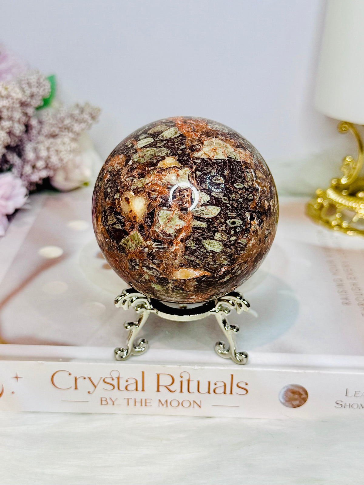 Large Money Agate Sphere on Stand 426g