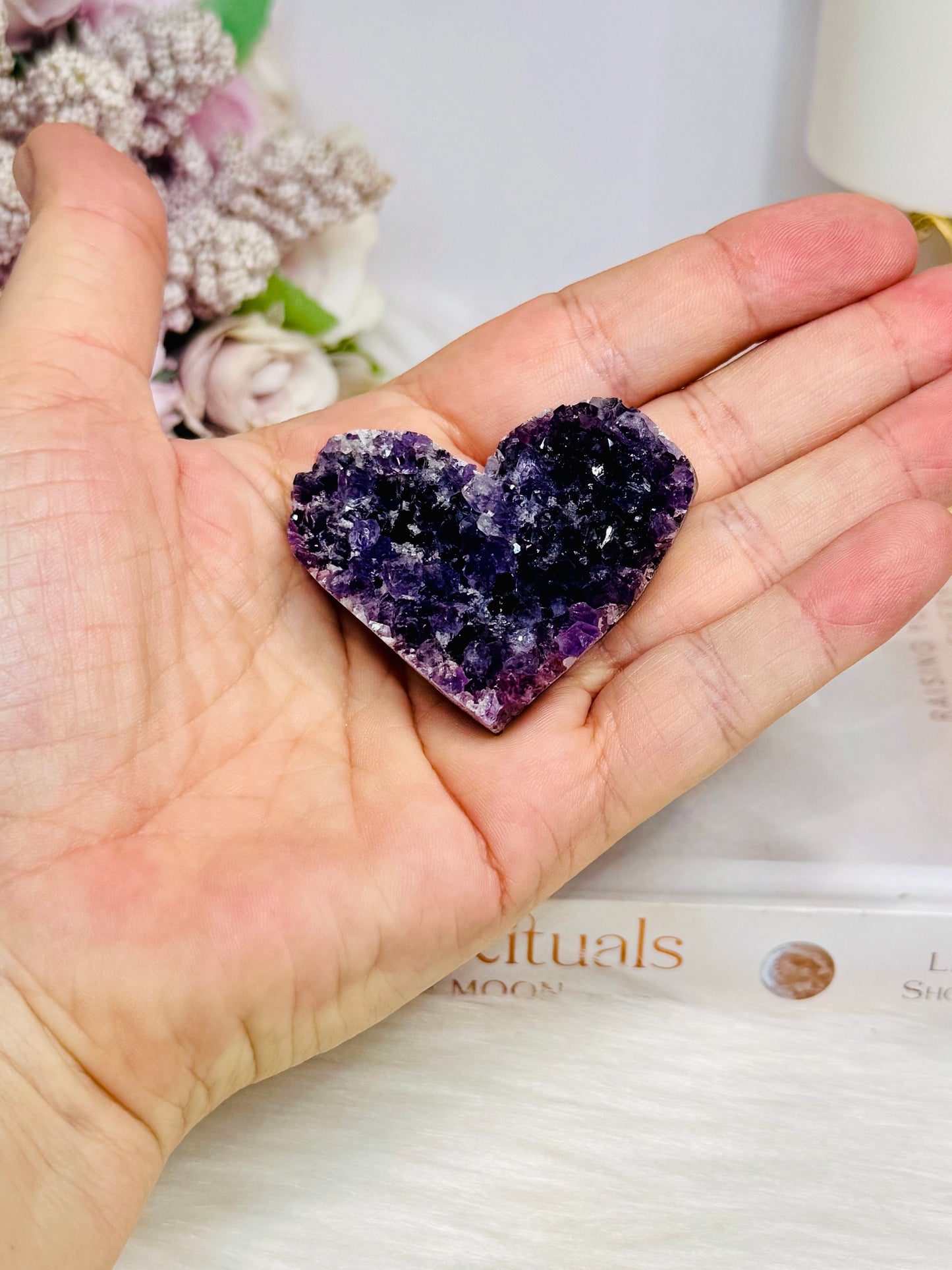 Small Amethyst Cluster Heart on Stand