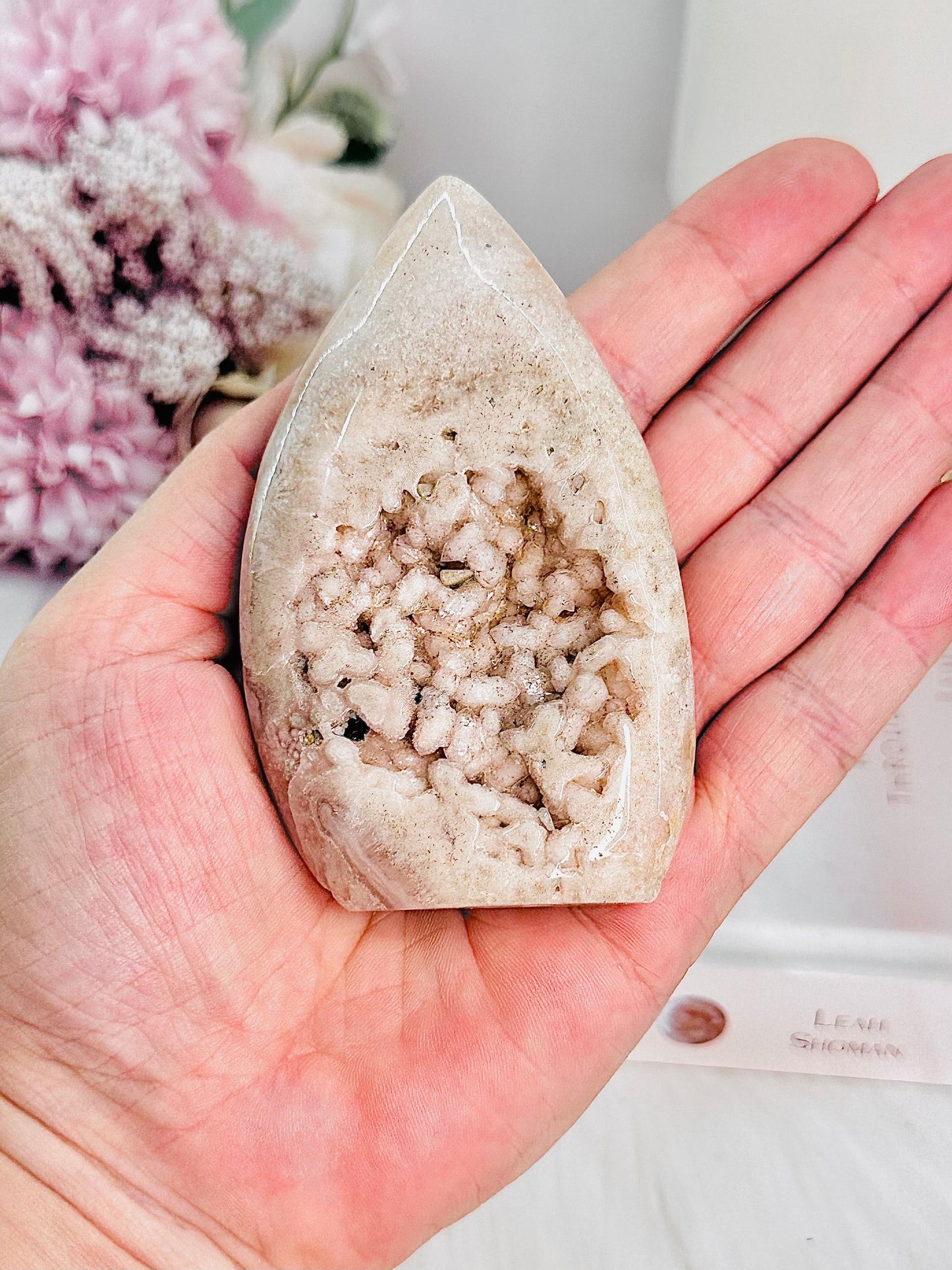 Druzy Flower Agate Carved Flame | Freeform From Madagascar 10cm