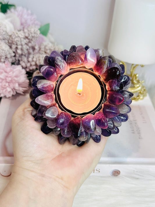 Chunky Large Resin Amethyst Candle Holder