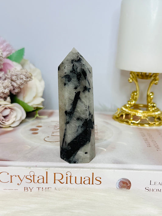 Black Tourmaline In Quartz Chunky Tower 9cm
