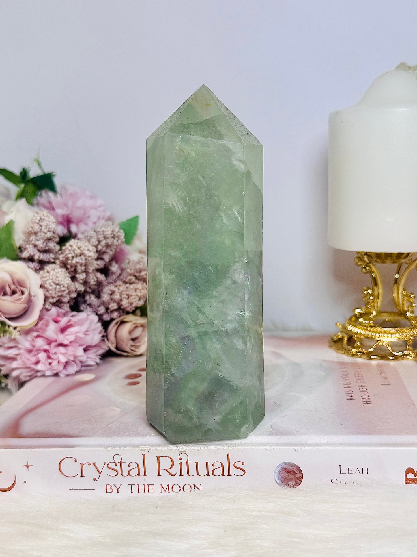 Chunky Large Green Fluorite Tower with Rainbows 15cm 630g