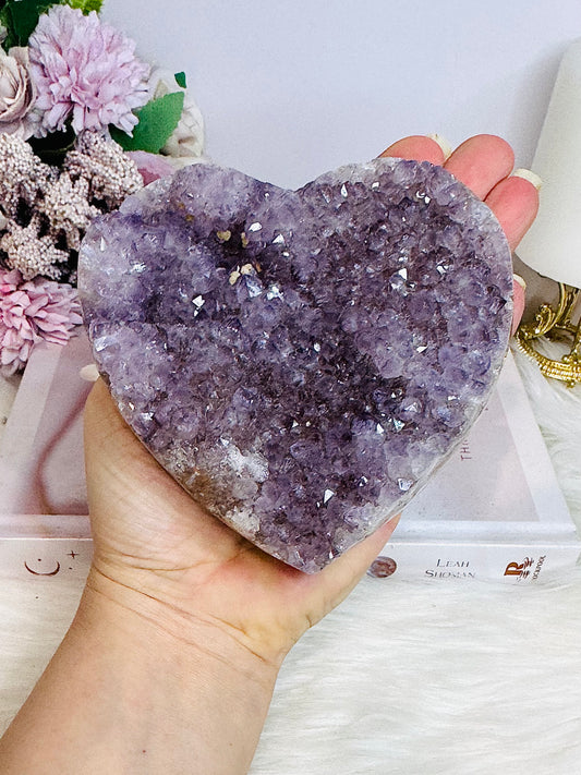 Large Druzy Amethyst Cluster Heart 10cm 681g