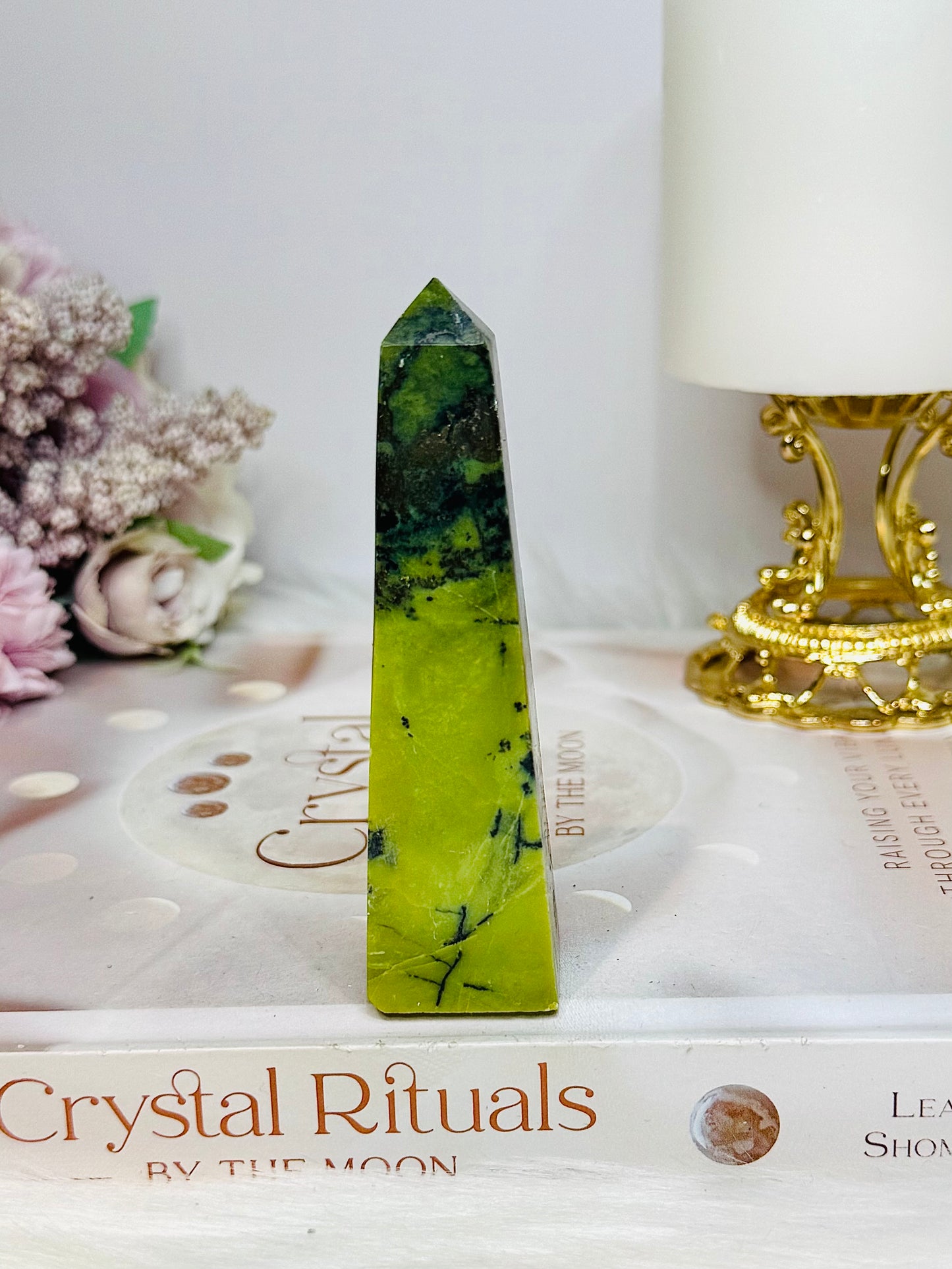 Green Serpentine Jade Obelisk Tower 9.5cm