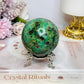 Large Ruby Fuchsite Sphere on Stand UV Reactive 422g