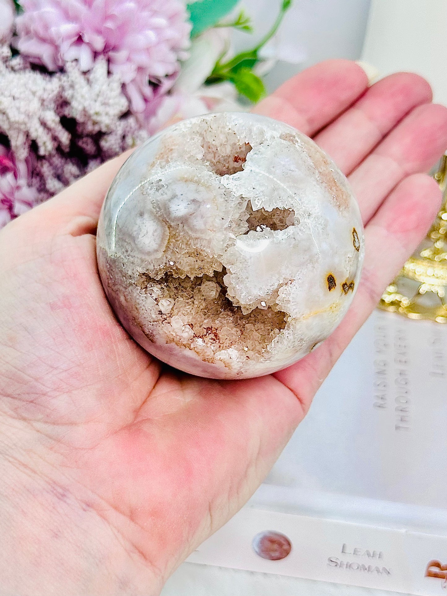 Absolutely Stunning Druzy Pink Amethyst Sphere on Stand 320grams