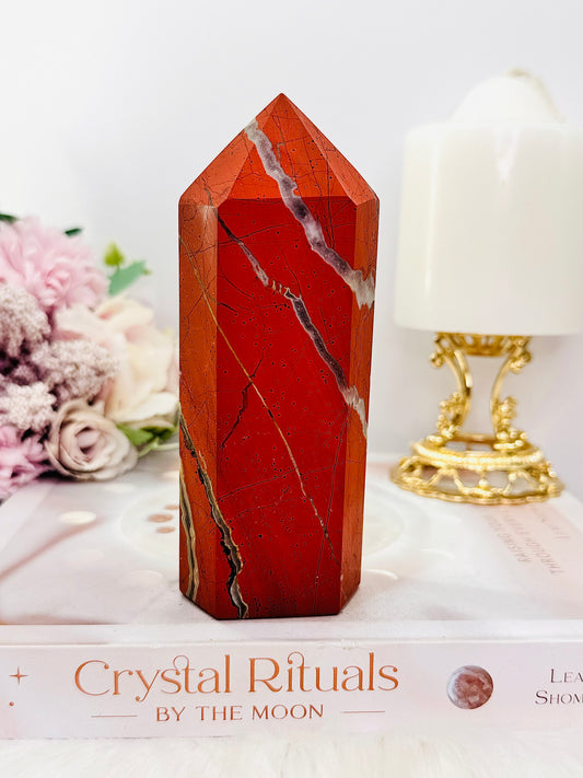 Strength & Courage ~ Stunning Large Red Jasper Tower 472grams 14cm Tall