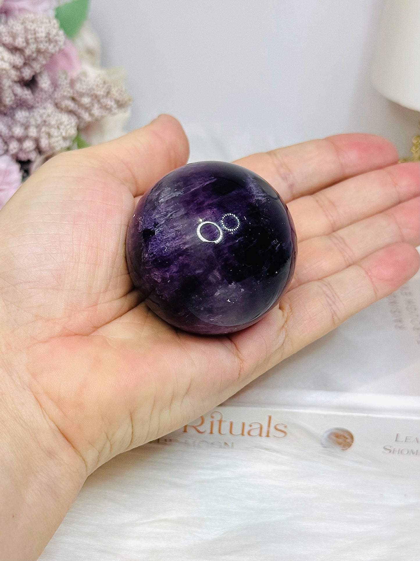High Grade Purple Fluorite Sphere on Stand 199g