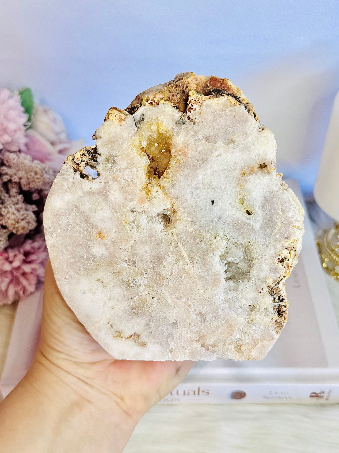 Beautiful Natural Large 12cm Pink Amethyst Druzy Slab