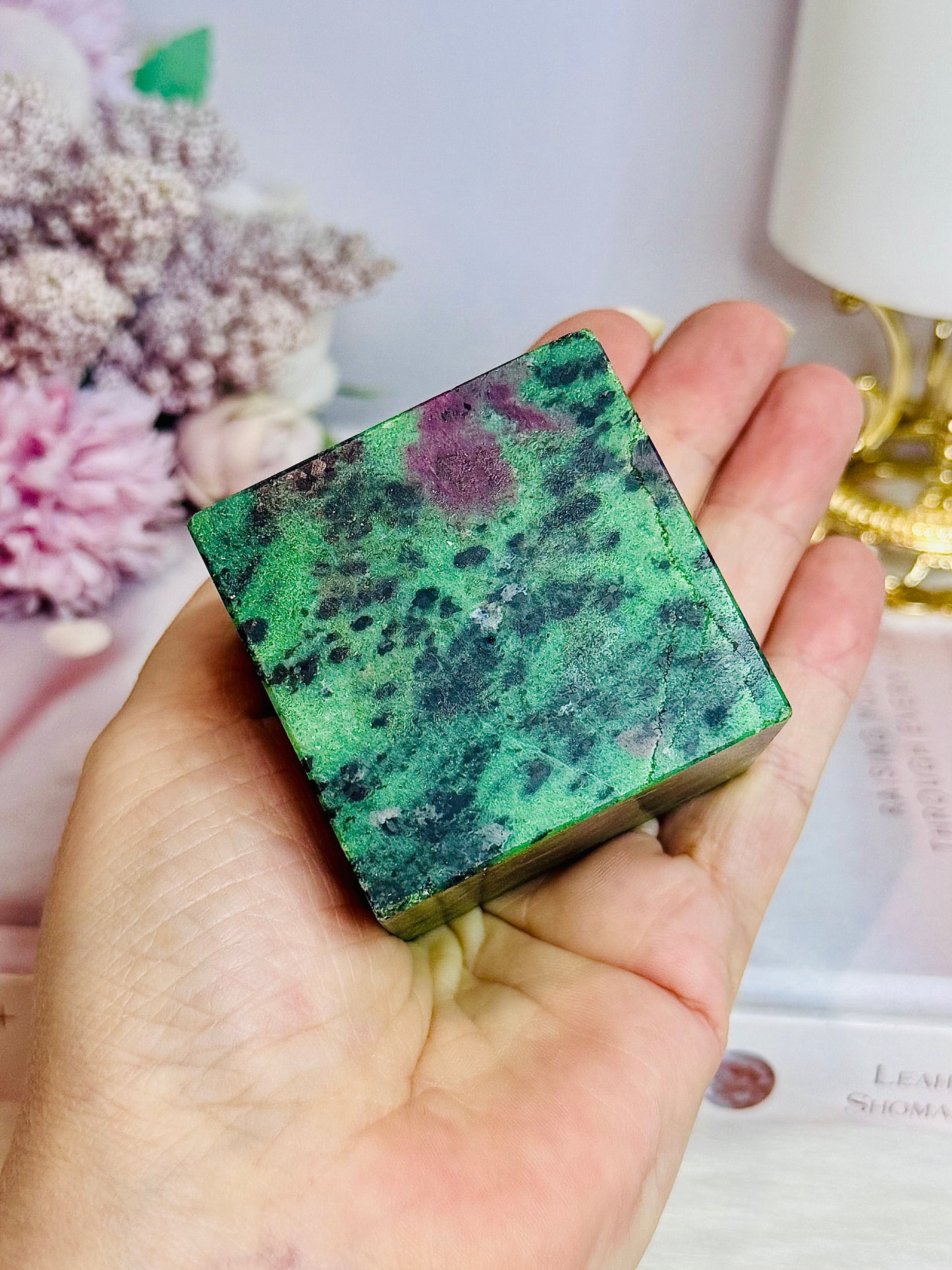 Ruby In Zoisite Carved Cube 383g