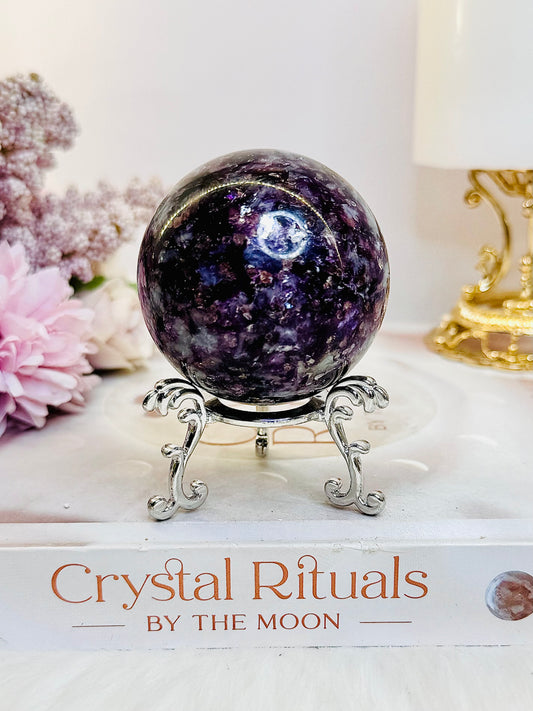 Sparkling 233gram Purple Mica Sphere On Stand