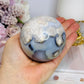 Blue Flower Agate Large Sphere 489g On Stand