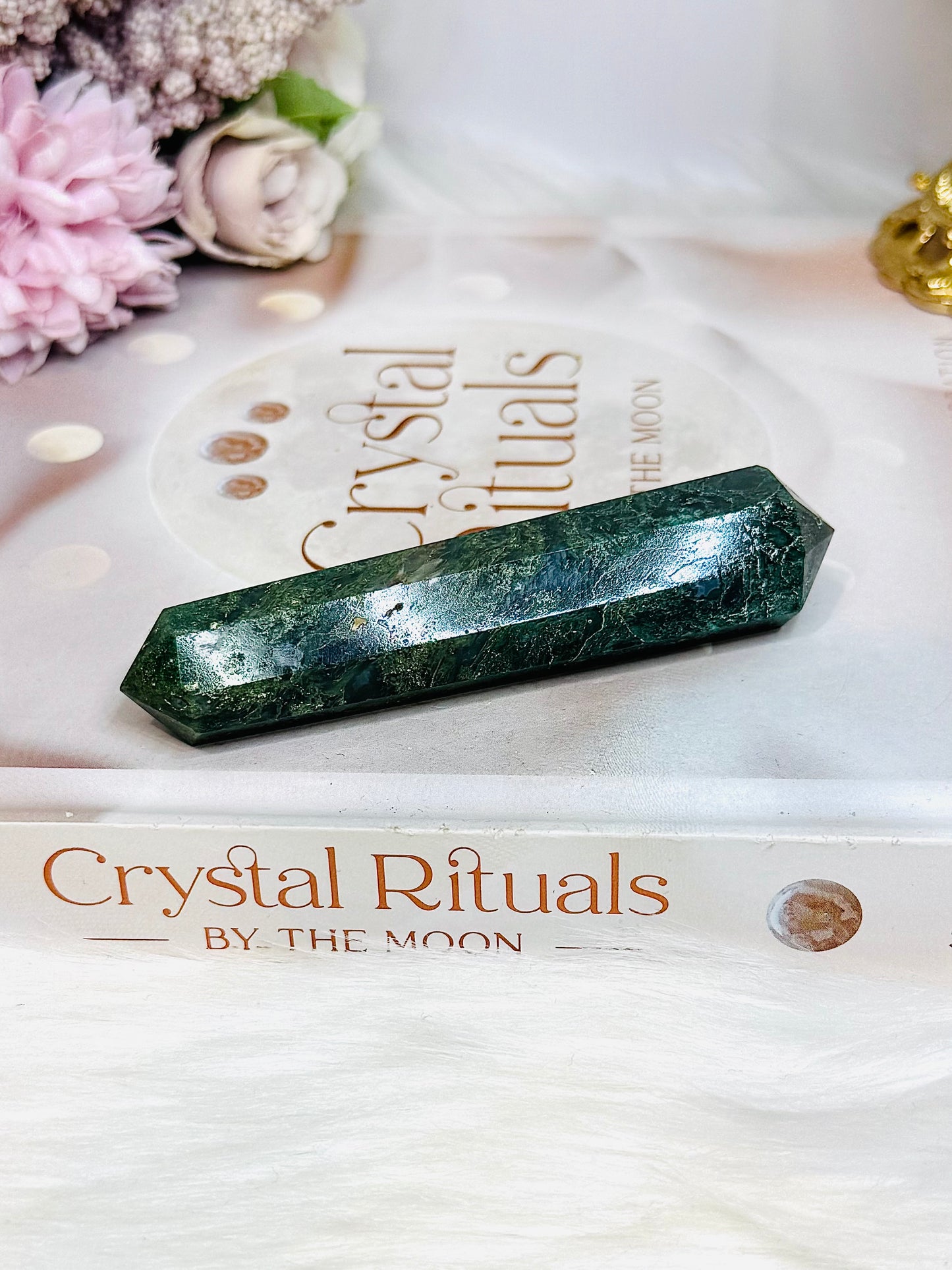 Moss Agate Double Terminated Point 10cm