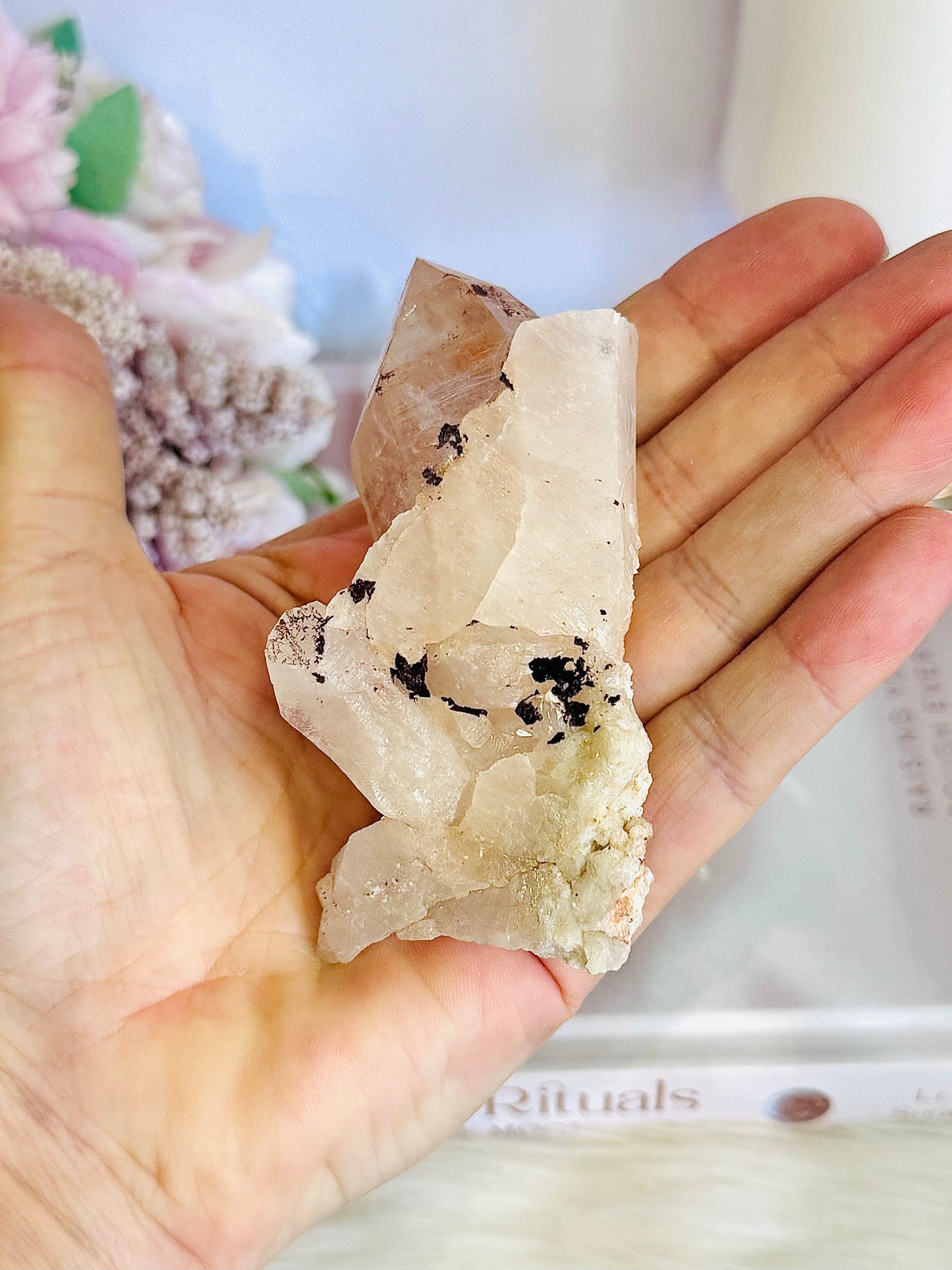 Gorgeous Pink Natural Lemurian Quartz Cluster 9cm