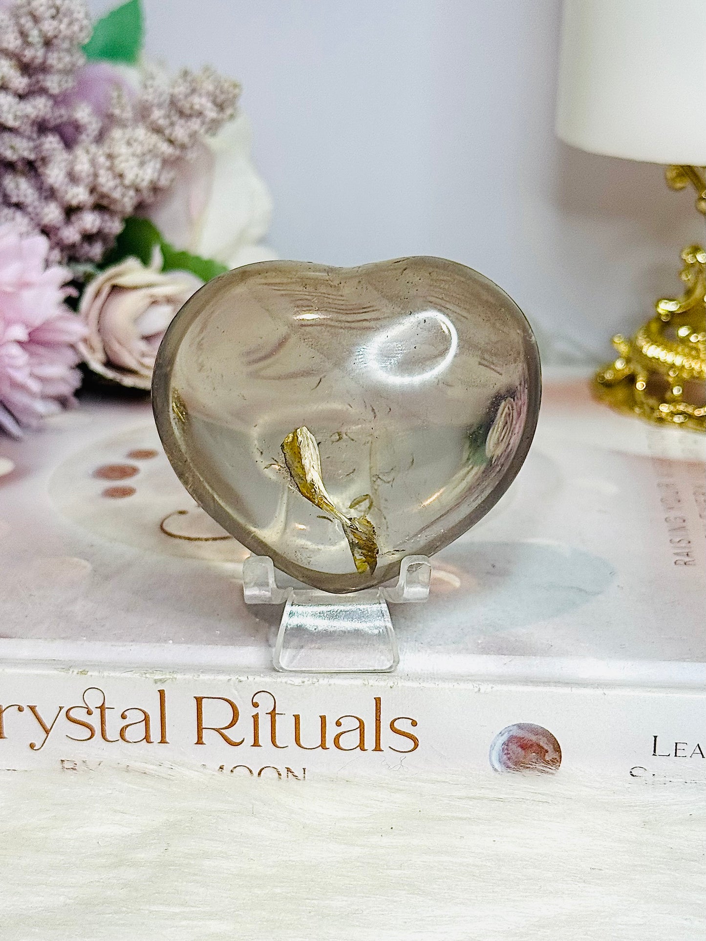 Chunky Smokey Quartz Heart On Stand