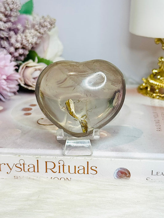 Chunky Smokey Quartz Heart On Stand