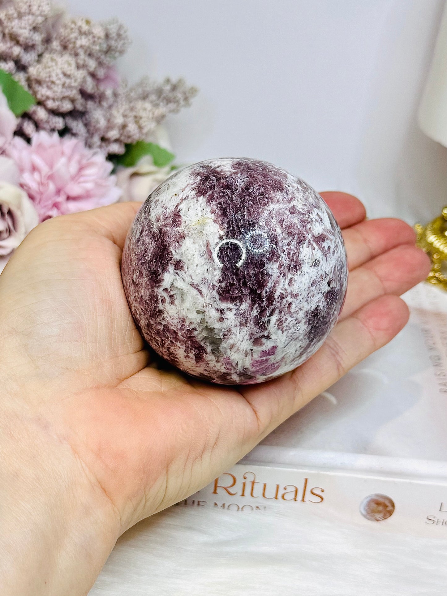 Large Pink Tourmaline Sphere on Stand 400g