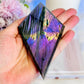 WOW!!!! Absolutely Gorgeous Labradorite Diamond Full of Purple Flash Both Sides On Silver Stand 20cm