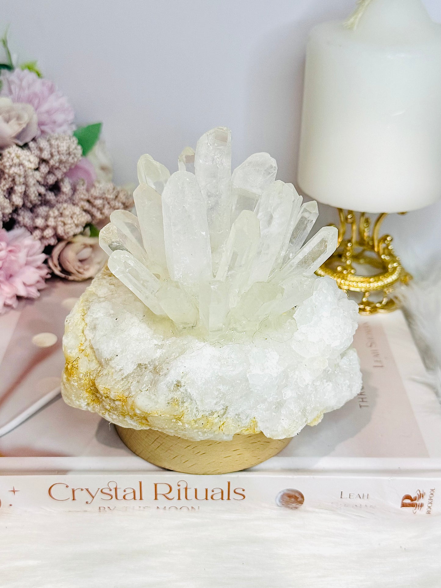 Large Clear Quartz Pineapple Lamp on Light Stand 810g
