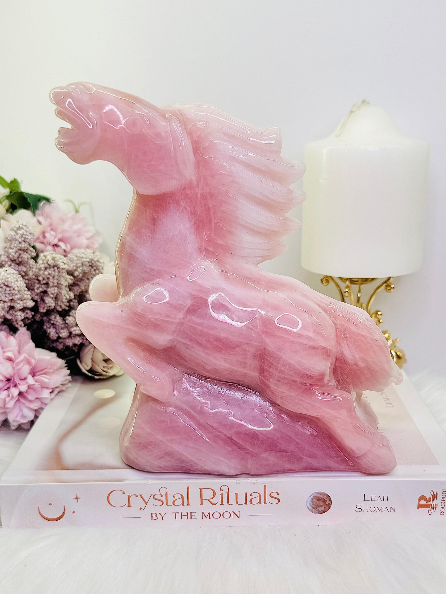 Spectacular & Fabulous Huge 1.38KG Rose Quartz Perfectly Carved Stunning Horse