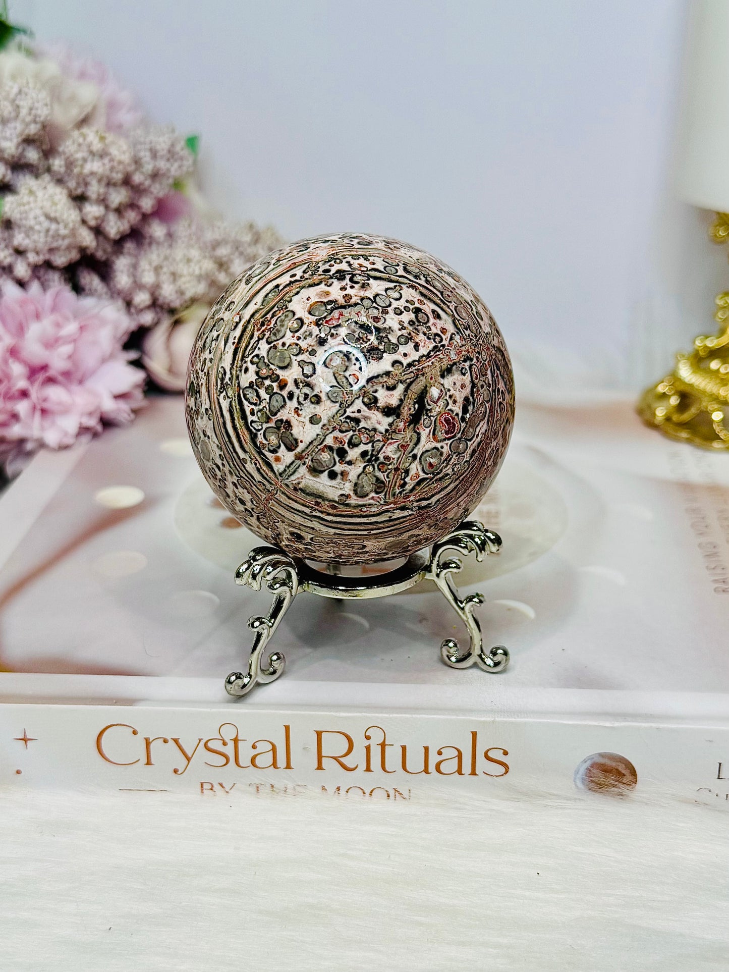 Leopard Skin Jasper Sphere on Stand 240g
